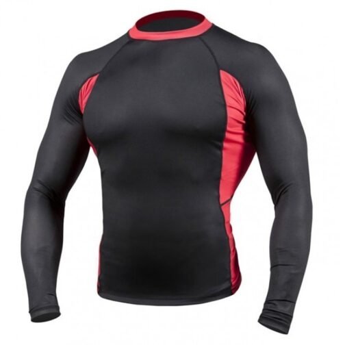 Compression long sleeve shirt for men 84% Polyester/ 16% Spandex knit Odor-resistant Wicks moisture away from the body Ultra tight ﬁt
